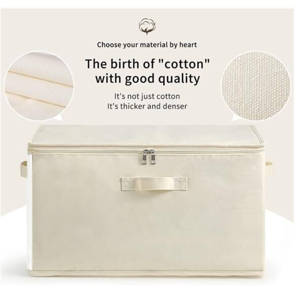 3-Pack Large Canvas Comforter Storage Bags for Clothes Sweater Clothes Organizer - Picture 4 of 7